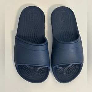 CROCS Classic Navy Slide Kids Boys Girls NWOT Sz 12